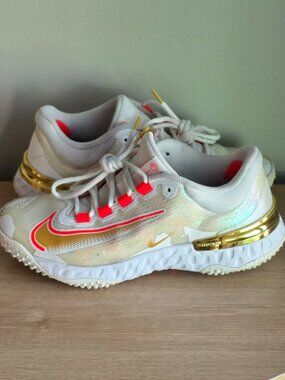 Nike Alpha Huarache Baseball Cleats Youth 7Y White Gold Red